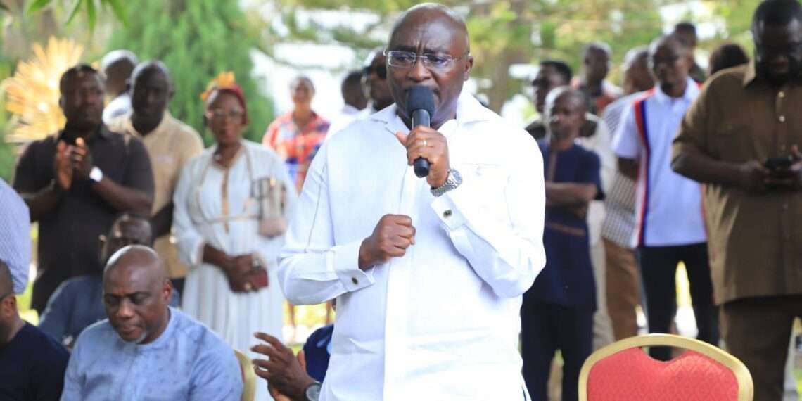 Vice President Dr Mahamudu Bawumia speaking to NPP party faithful at his residence in Accra