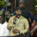 Senegal's Prime Minister and Pastef party leader Ousmane Sonko (C) addresses supporters in Dakar