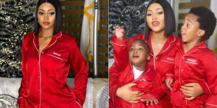 Regina Daniels Welcomes December With Gratitude, Style 1 Regina Daniels with his two sons