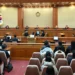 First Hearing In Yoon’s Impeachment Trial Adjourned 12 Judges Chung Kye-sun, Kim Bok-hyeong, Jung Jung-mi, Lee Mi-son, acting head of the constitutional court Moon Hyung-bae and judges Kim Hyung-du, Cheong Hyung-sik and Cho Han-chang sit for the first formal hearing of a trial on the validity of President Yoon Suk-yeol's impeachment by the National Assembly at the Constitutional Court of Korea on January 14, 2025 in Seoul, South Korea.