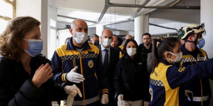 French Foreign Minister, Jean-Noel Barrot and German Foreign Minister Annalena Baerbock visit Sednaya prison, in Sednaya, Syria January 3, 2025.