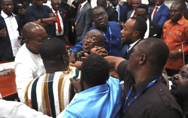 MFC Condemns Ministerial Vetting Scuffle, Destruction of Public Property 1 A scene from Thursday night, January 30, 2025 Ministerial vetting scuffle