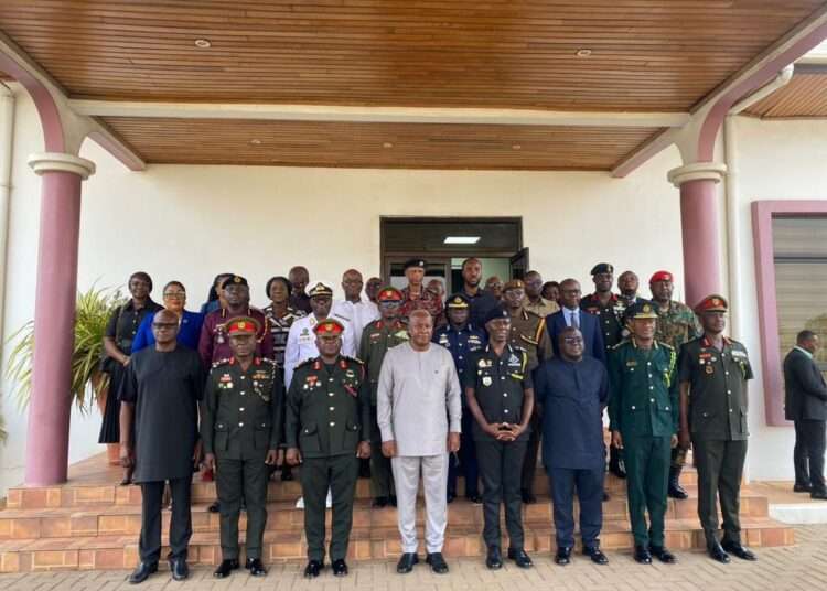 President John Dramani Mahama in a picture with the various heads of securities services