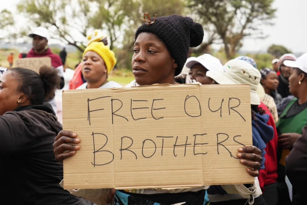 Protesters at the mine