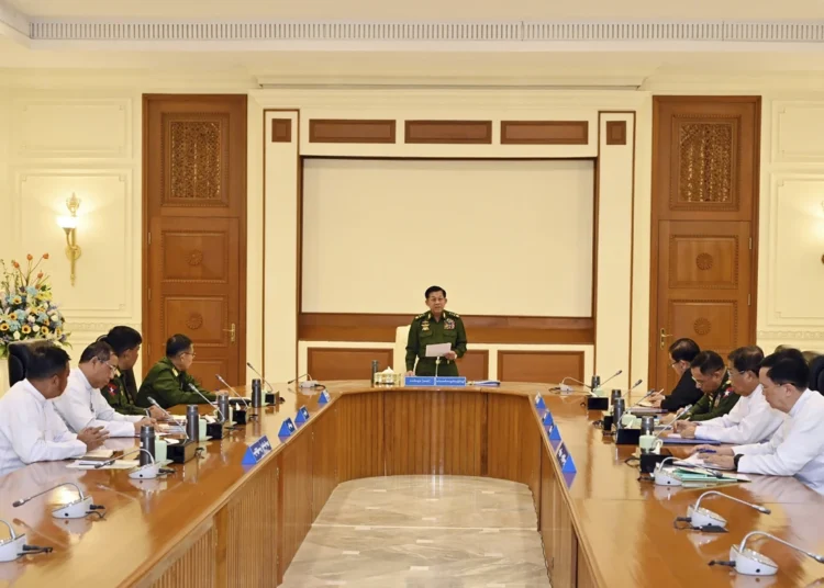 State Of Emergency Extended For Another Six Months In Myanmar 1 Myanmar's military leader, Min Aung Hlaing(center) during a meeting with the National Defence and Security Council in the capital Naypyidaw on Friday, January 31, 2025.