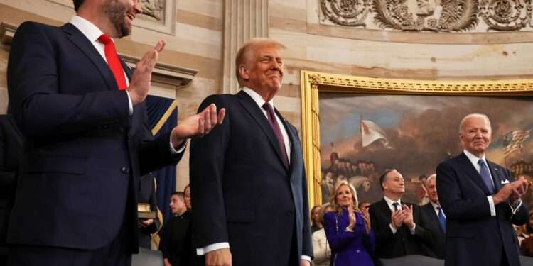 Trump Sworn In As US President 1 Donald Trump, center, at his inauguration ceremony.