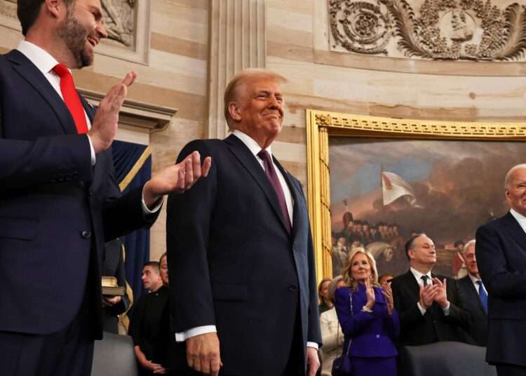 Trump Sworn In As US President 1 Donald Trump, center, at his inauguration ceremony.