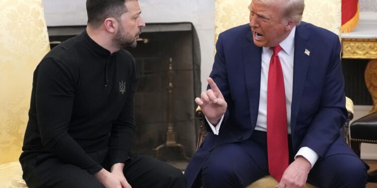 Trump Berates Zelenskyy 1 President Donald Trump shouts during a meeting with Ukrainian President Volodymyr Zelenskyy in the Oval Office.