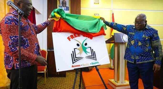 Former President Akufo-Addo and former Vice President Bawumia launching the Free SHS program