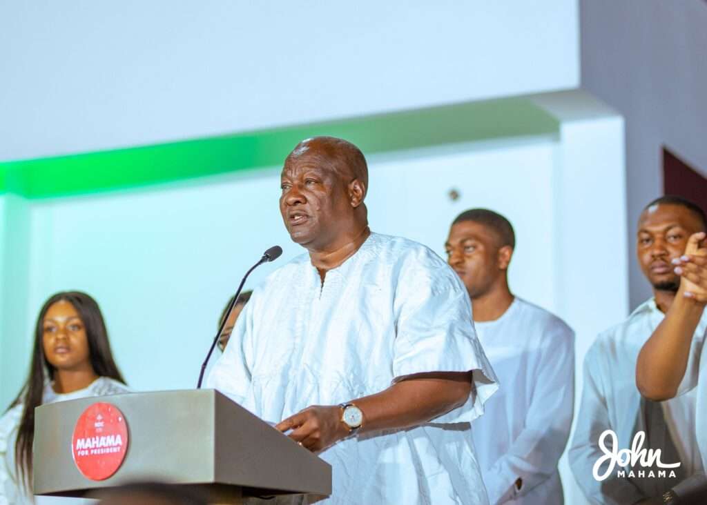 HE John Dramani Mahama delivering his victory speech following his overwhelming victory in the December 7, 2024 general election