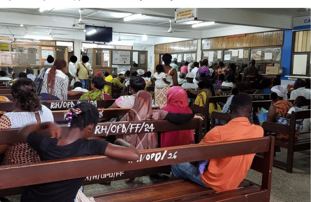 A typical OPD in a hospital in Ghana