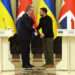 Prime minister Sir Keir Starmer and Ukrainian president Volodymyr Zelensky shake hands ahead of their bilateral talks in Kyiv