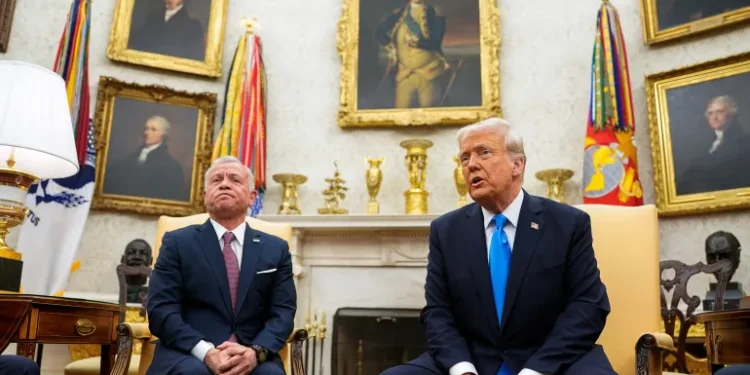 Jordan’s King Abdullah II in the Oval Office with President Donald Trump.