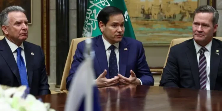 US, Russia Agree To Restart Diplomatic Relations 1 US Secretary of State Marco Rubio (centre) alongside Middle East envoy Steve Witkoff and National Security Advisor Mike Waltz.