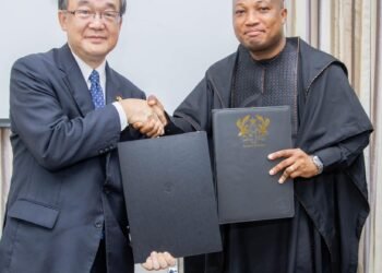Hon. Samuel Okudzeto Ablakwa, Ghana’s Minister of Foreign Affairs and with His Excellency Yoshimoto Hiroshi, the Japanese Ambassador to Ghana
