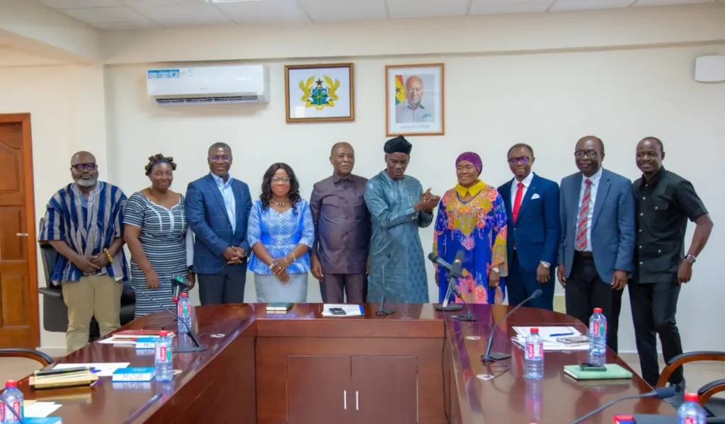 Hon. Haruna Iddrisu Minister of Education in a picture with members of the National Education Forum Planning Committee