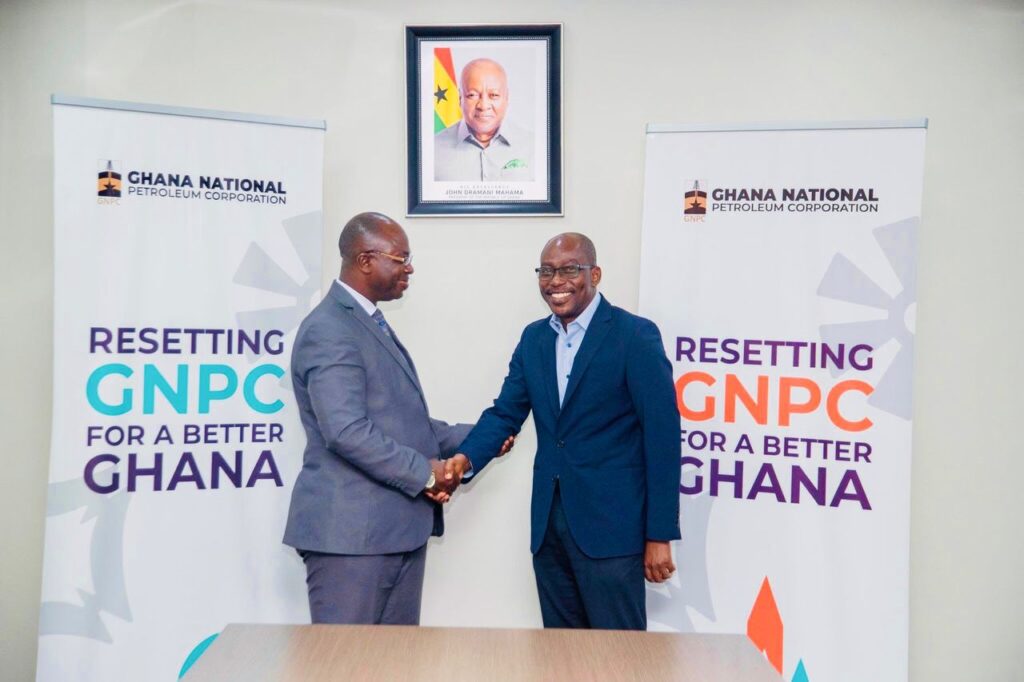 Kwame Ntow Amoah, Acting CEO of GNPC Meets Mr. Constantine Kudzedzi, PIAC Chairman