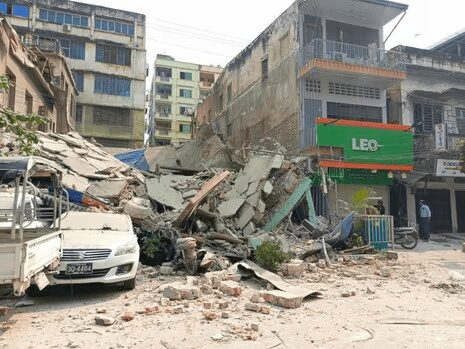 WHO Triggers Emergency System For Myanmar Quake 4 This photo taken on March 28, 2025 shows a damaged building after an earthquake in Mandalay, Myanmar.
