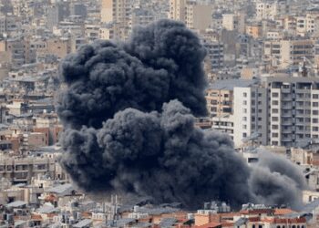 Smoke billows over Beirut's southern suburbs after an Israeli strike on Friday.