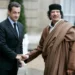 Former President Nicolas Sarkozy and late Muammar Gadhafi