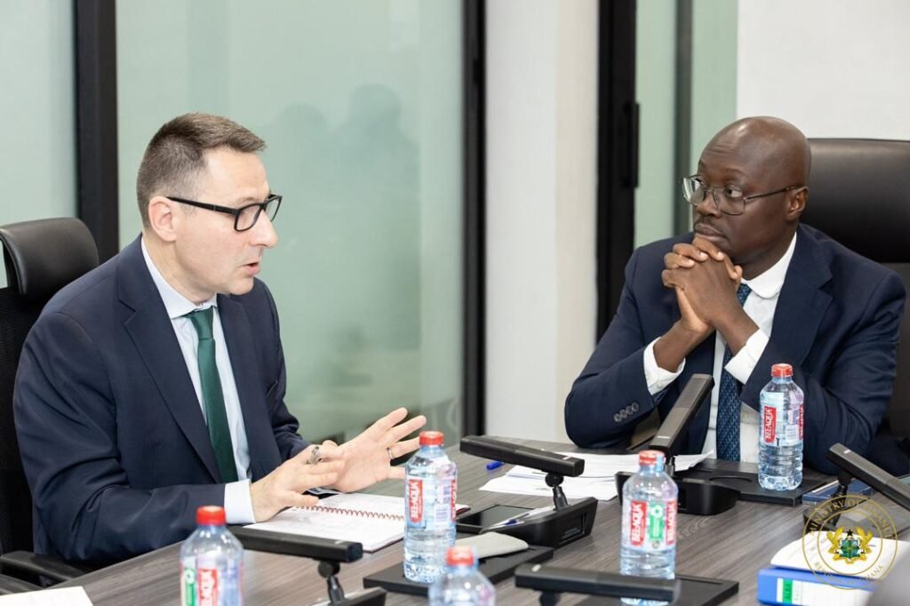 Dr Cassiel Ato Forson, Ghana's Minister of Finance engages IMF officials