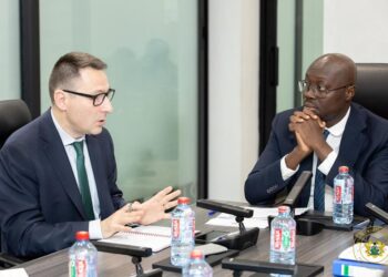 Dr Cassiel Ato Forson, Ghana's Minister of Finance engages IMF officials