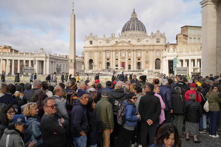 Vatican Readies For Pope Francis’ Funeral 4 People wait in St Peter’s Square to pay their respects to the late Pope Francis