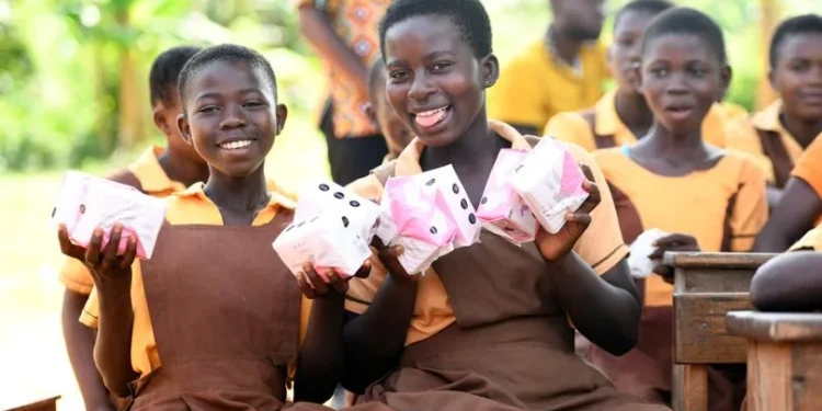 School Girsl with Sanitary Products
