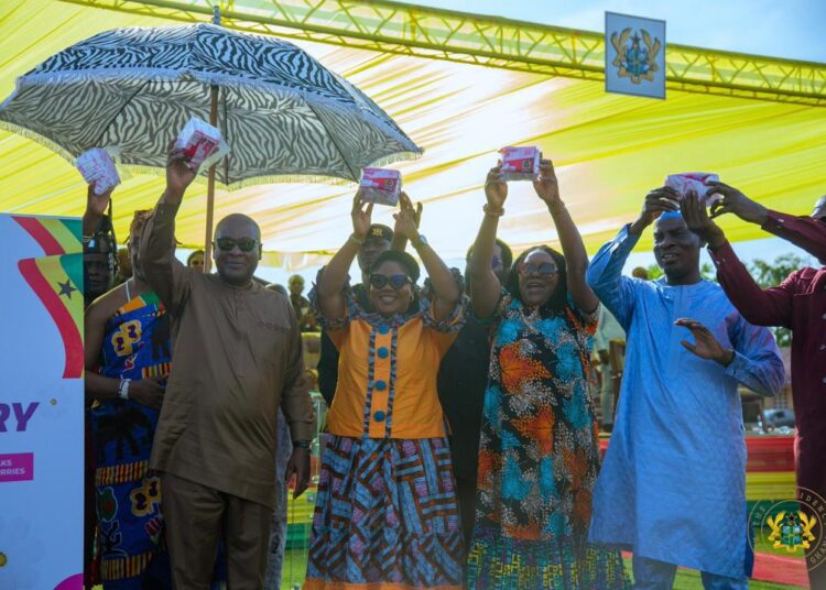 President John Dramani Mahama and other dignitaries at the launch of the Free Sanitary Pad Programme
