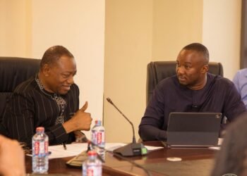 Hon. Dr Rashid Pelpuo, Labour Minister and Malik Basintale, CEO YEA at the launch of the Work Abroad Technical Committee