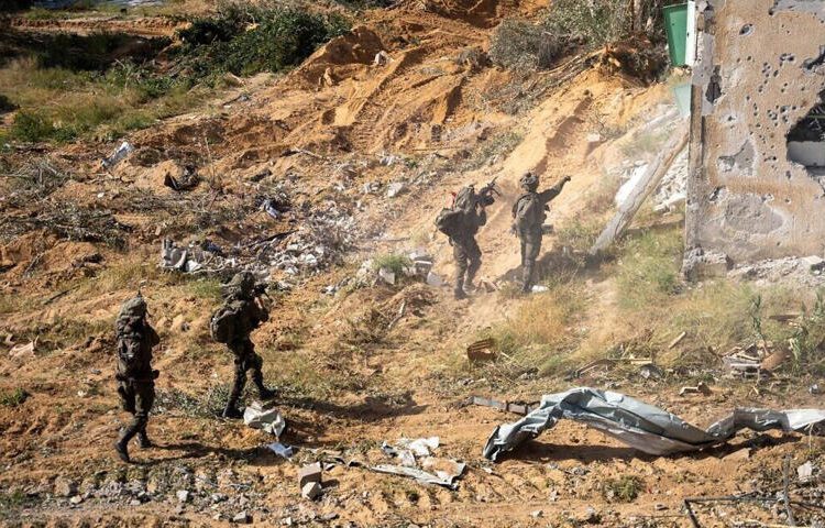 Israel Completes Construction Of Morag Corridor 1 Troops of the 36th Division operate in the Morag Corridor in the southern Gaza Strip, in a handout photo issued on April 12, 2025.