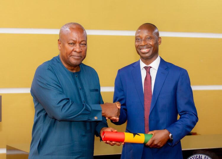 President Mahama Swears In New Government Statistician 1 President John Dramani Mahama, Dr. Alhassan Iddrisu