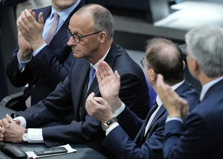 Merz Elected Chancellor At Second Attempt 1 Leader of the Christian Democrats Friedrich Merz is applauded after being elected new chancellor at the German federal parliament, Bundestag, at the Reichstag building in Berlin, Germany, Tuesday, May 6, 2025.