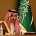 Saudi Foreign Minister Prince Faisal bin Farhan Al Saud speaks during a press conference in Riyadh, Saudi Arabia, May 14, 2025 as Saudi Hails Trump’s Decision To Lift Sanctions On Syria