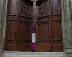 Conclave Underway in Sistine Chapel 1 The doors of the Sistine Chapel are closed as the conclave begins