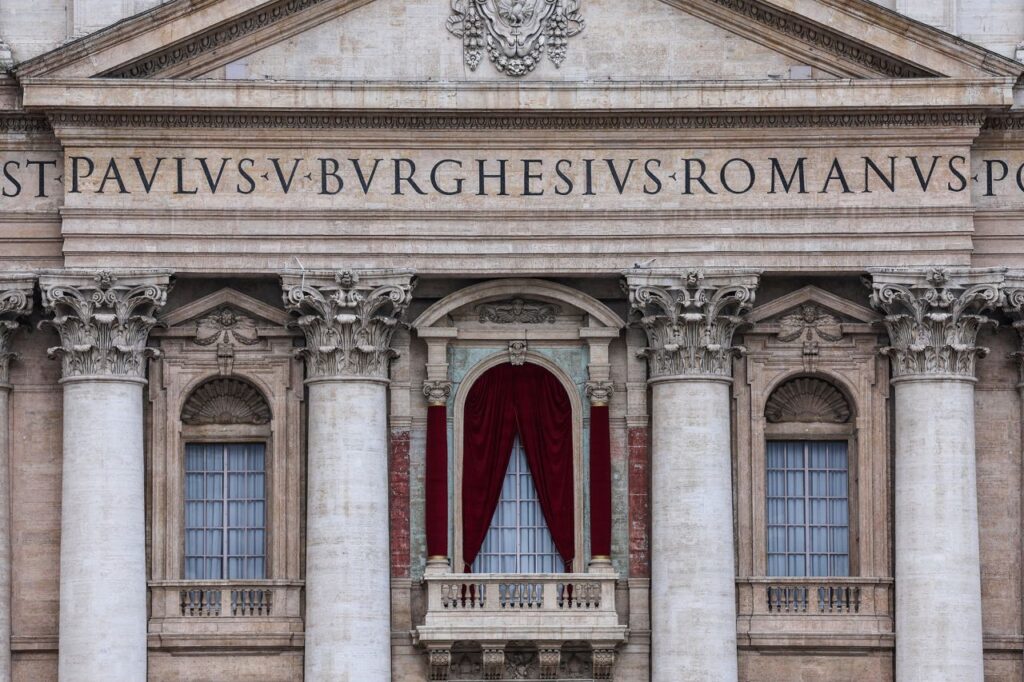 The central balcony of St. Peter's Basilica is seen on Thursday. 
