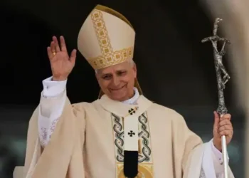 Pope Leo XIV holds Mass during the formal inauguration of his pontificate in St. Peter's Square attended by heads of state, royalty and ordinary faithful, Sunday, May 18, 2025.