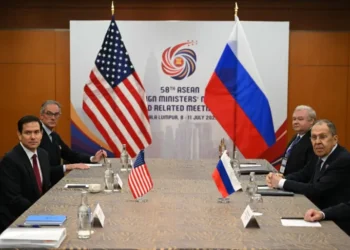 US Secretary of State Marco Rubio (left) meets with Russia's Foreign Minister Sergey Lavrov (right) on the sidelines of the ASEAN Foreign Ministers' meeting at Malaysia's Kuala Lumpur Convention Centre on July 10, 2025