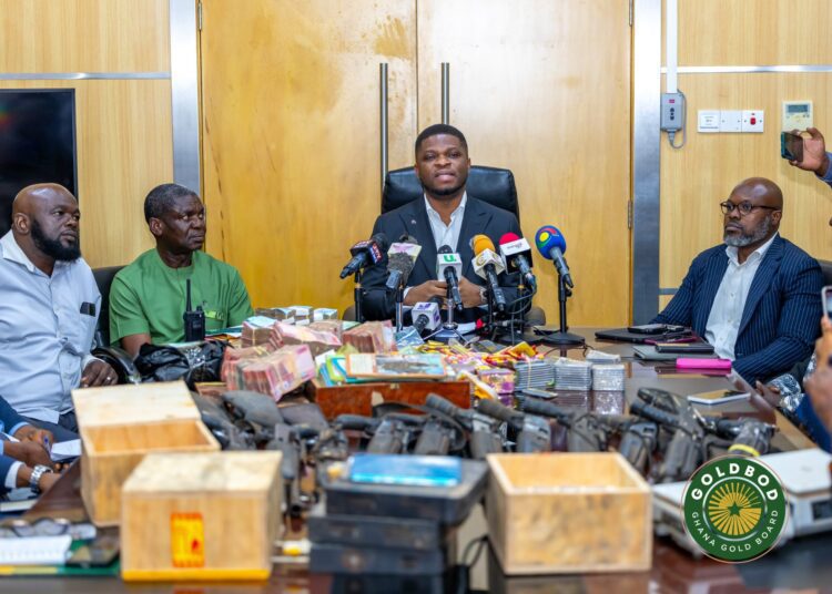 GoldBod Taskforce Busts 10 Chinese for Gold Smuggling 1 Sammy Gyamfi Esq, CEO of the Ghana Goldbod addressing the media after the busts