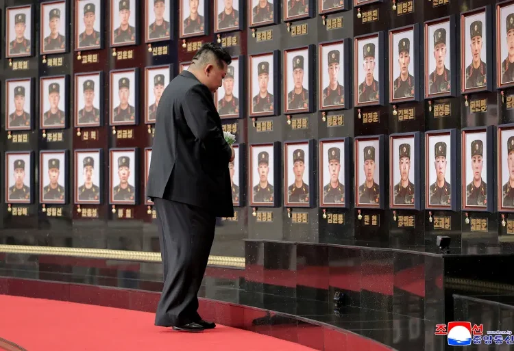 North Korean leader Kim Jong Un pays homage to soldiers killed during operations as he attends a ceremony for troops that fought and died for Russia in the war against Ukraine.