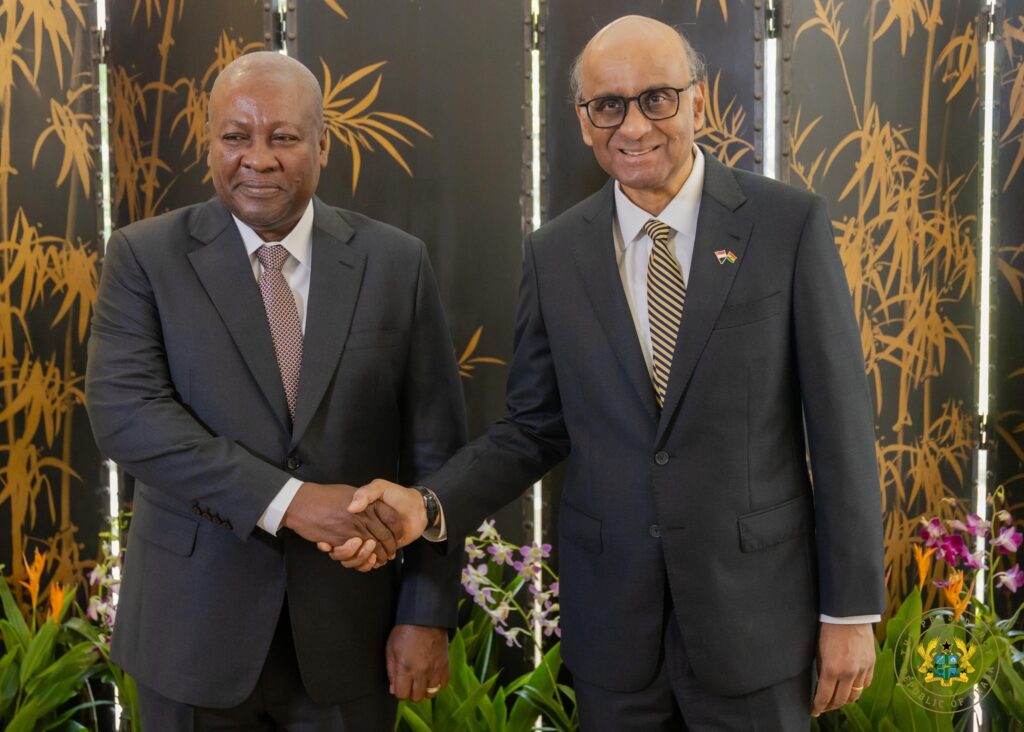 A Man on a Mission: Singaporean President Lauds Mahama’s Leadership 3 President John Dramani Mahama in a meeting with Singaporean President Tharman Shanmugaratnam
