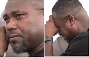 Abeiku Santana Weeps at Helicopter Crash Victims Wreath-Laying Ceremony