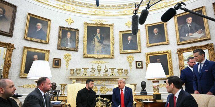 Ukraine Poised To Find Diplomatic Way To End War 1 Ukrainian President Volodymyr Zelensky and US President Donald Trump participate in a meeting in the Oval Office of the White House on Monday.