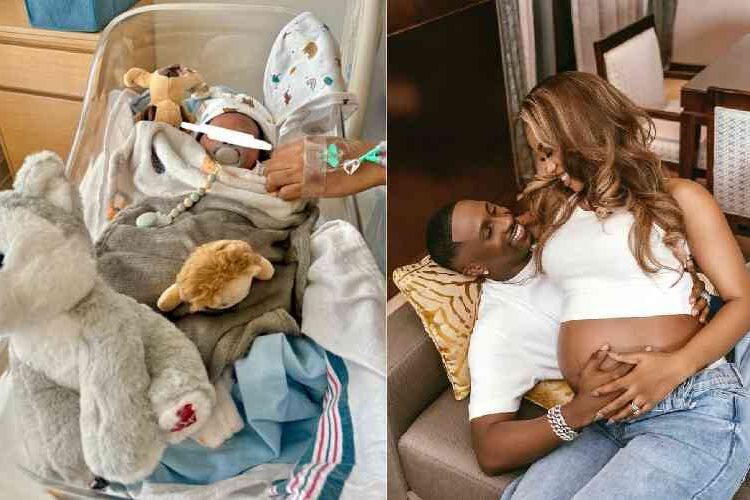 Priscilla Ojo, Juma Jux Welcome Baby Boy 1 Priscilla with her husband, and their son