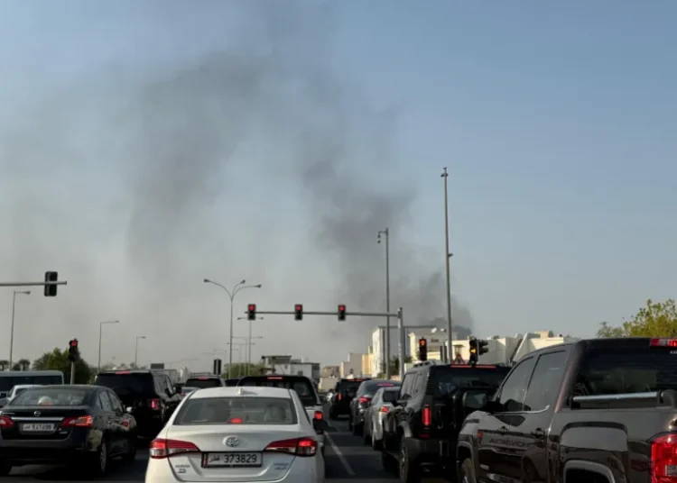 Smoke rises after several blasts were heard in Doha, Qatar, on September 9, 2025.