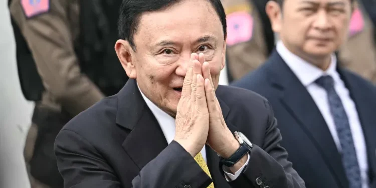 Thailand’s former prime minister, Thaksin Shinawatra, arrives at the Supreme Court in Bangkok on September 9, 2025.
