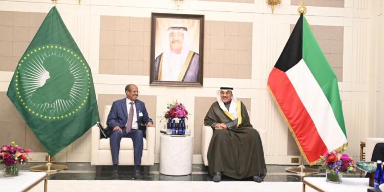 Chairperson of the African Union Commission, Mahmoud Ali Youssouf and His Highness Sheikh Sabah Khaled Al-Hamad Al-Sabah, Crown Prince of the State of Kuwait