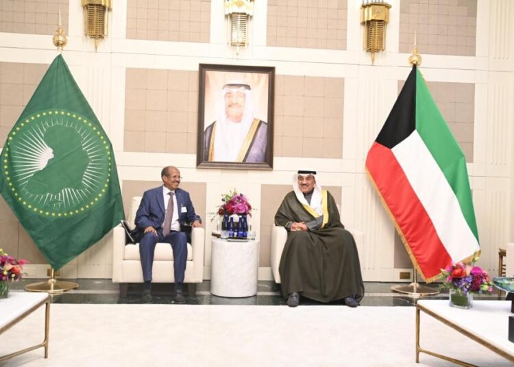 Kuwait And AU Vow Stronger Cooperation At UN 1 Chairperson of the African Union Commission, Mahmoud Ali Youssouf and His Highness Sheikh Sabah Khaled Al-Hamad Al-Sabah, Crown Prince of the State of Kuwait