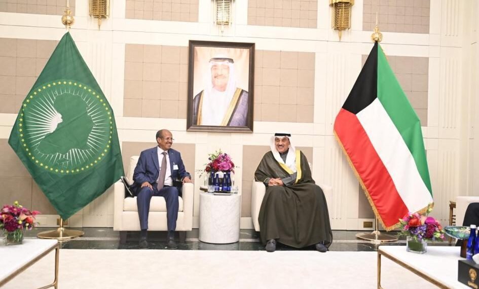 Chairperson of the African Union Commission, Mahmoud Ali Youssouf and His Highness Sheikh Sabah Khaled Al-Hamad Al-Sabah, Crown Prince of the State of Kuwait