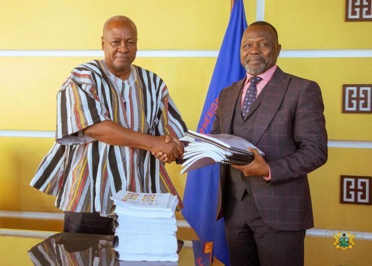 60% of Ghanaians Trust Mahama's Administration's Corruption Fight 1 President Mahama handingover ORAL Committee's findings to Attorney General and Minister for Justice Dr Dominic Ayine